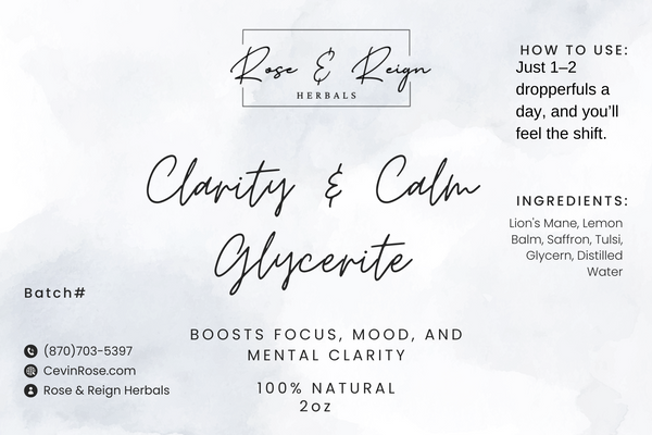 Clarity & Calm Glycerite – 2 oz | Alcohol-Free Herbal Support